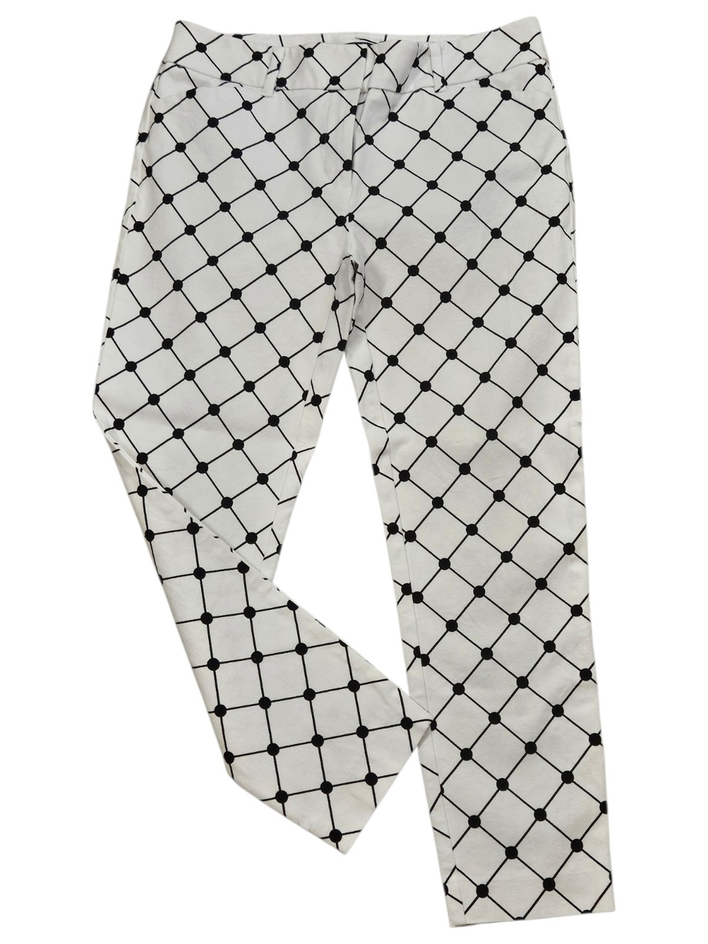 NY&Co White Cropped Pants with Black Print